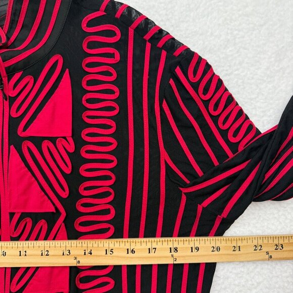 VTG Joseph Ribkoff Statement Jacket Black Red Geometric Abstract Bold 80s 90s XL - Picture 12 of 14